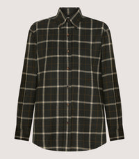 Women's Tartan Button Down Shirt in Dark Olive