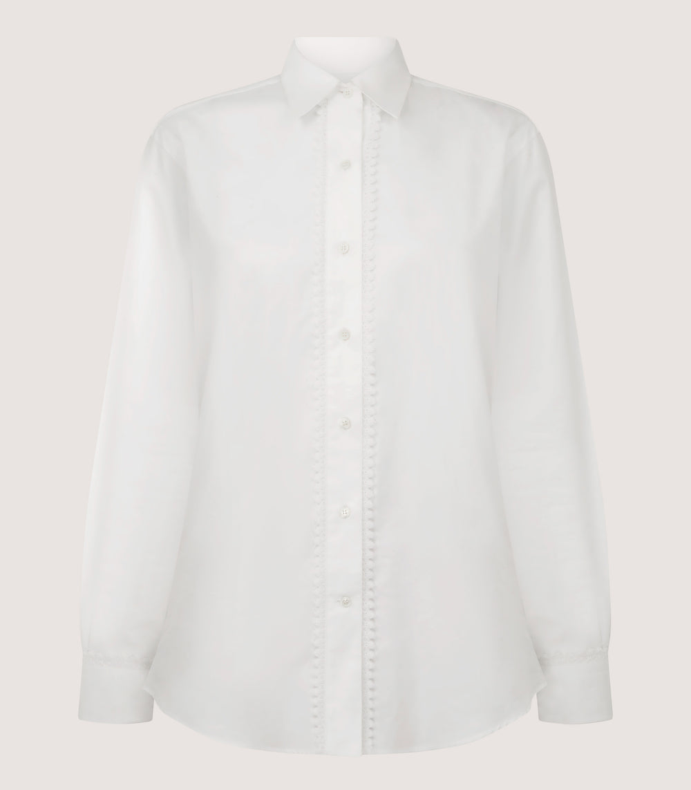 Women's Lace Placket Shirt in White