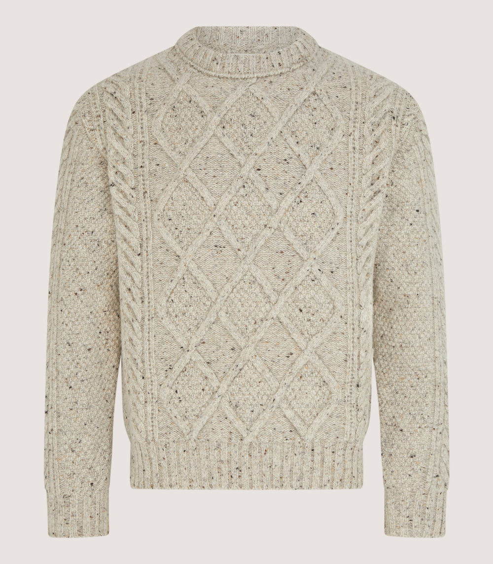 Men's Donegal Aran Jumper in Birch