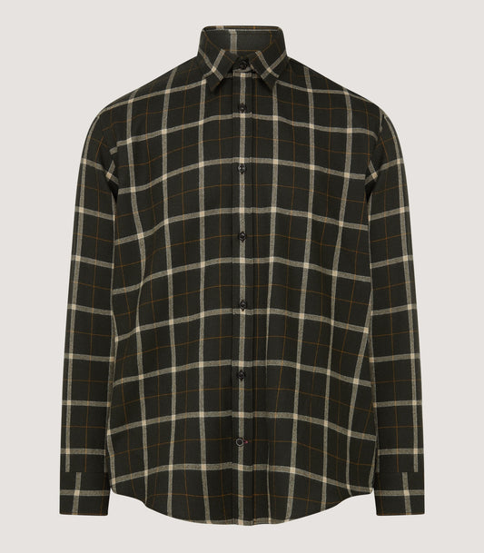 Men's Tartan Flannel Shirt in Dark Olive