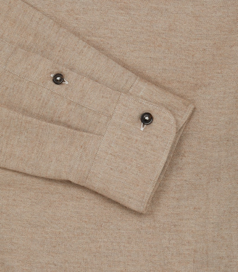 Men's Herringbone Flannel Shirt in Pale Camel