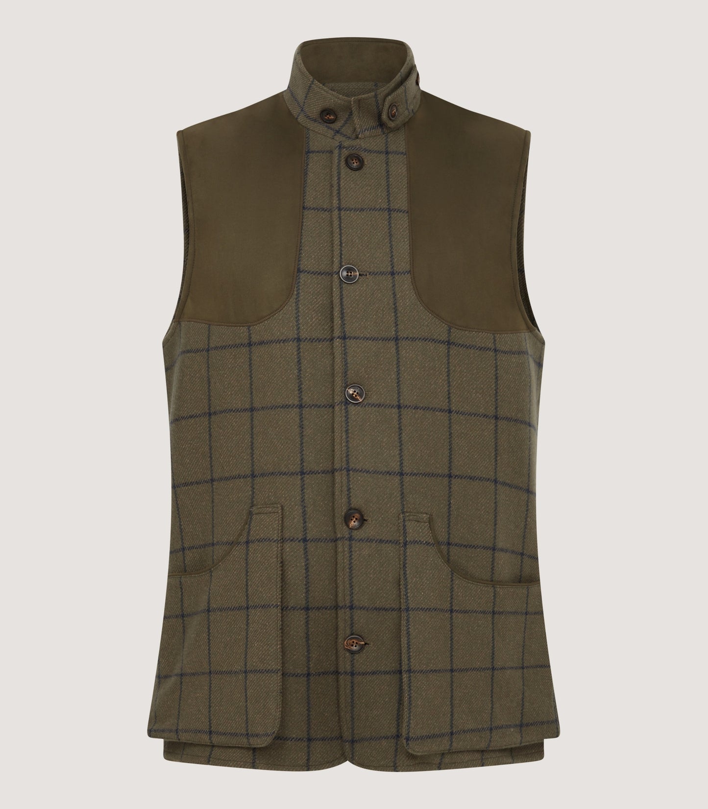 Men's Cashmere Tweed High Collar Sporting Vest in Rannoch