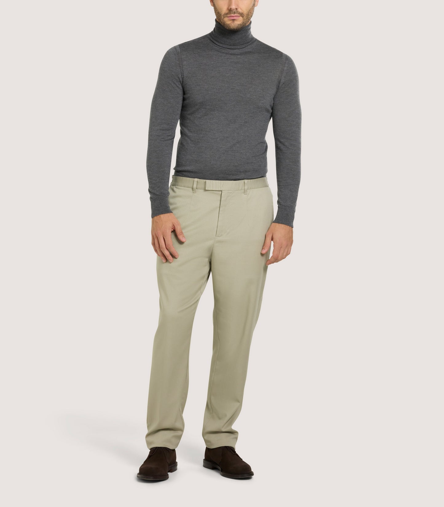 Men's Extra Fine Worsted Cashmere Seamless Turtleneck In Flannel Grey