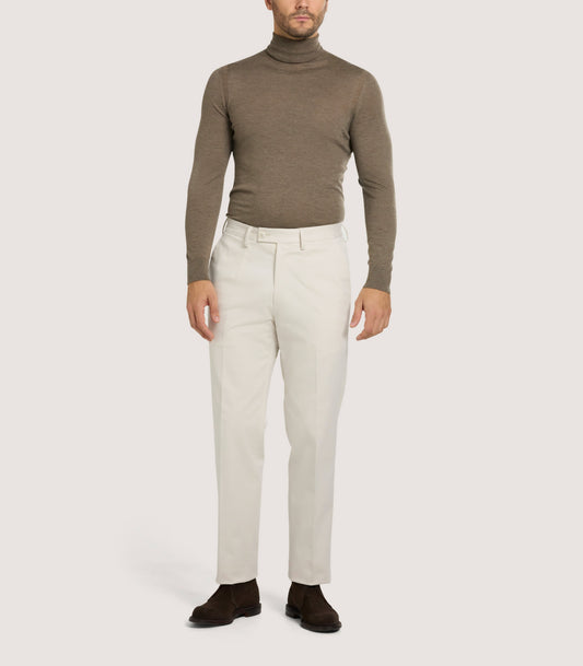 Men's Extra Fine Worsted Cashmere Seamless Turtleneck In Taupe