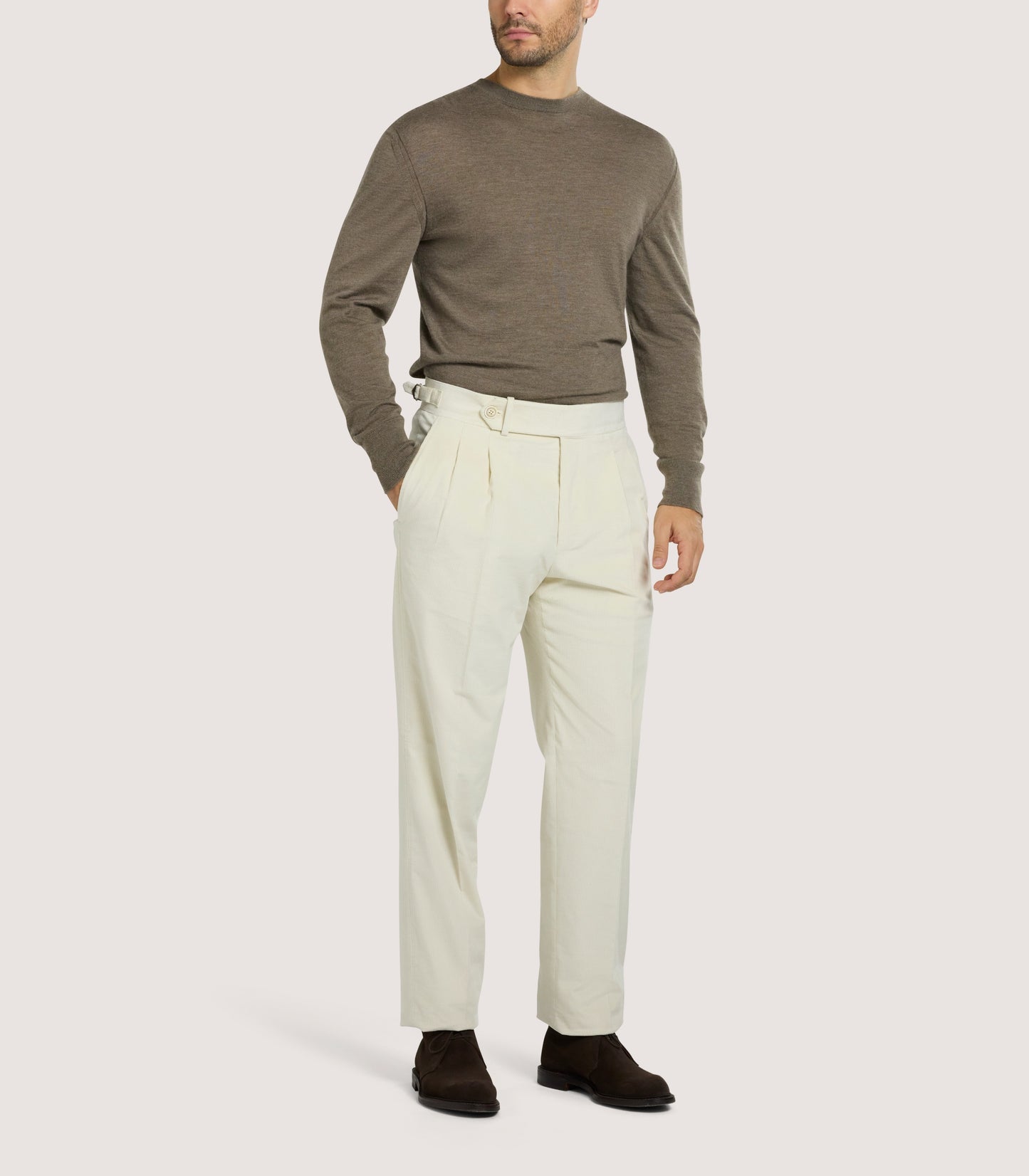 Men's Double Buckle Cord Trousers