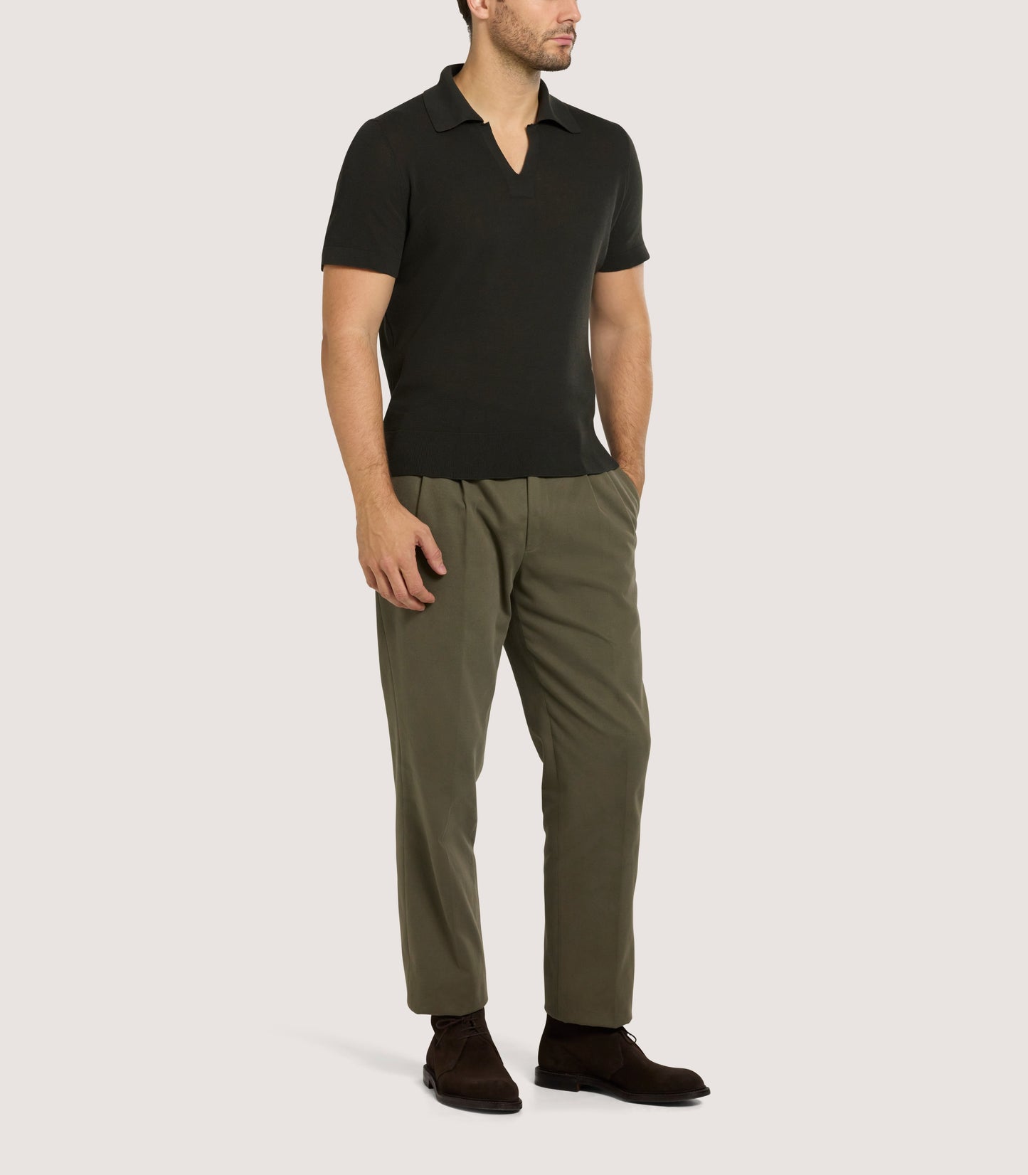 Men's Seed Stitch Polo In Dark Umber
