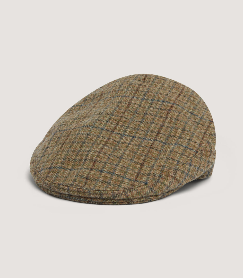 Litton Short Peak Tweed Flat Cap In Maree