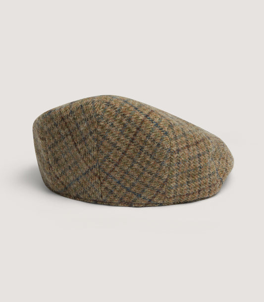 Litton Short Peak Tweed Flat Cap In Maree