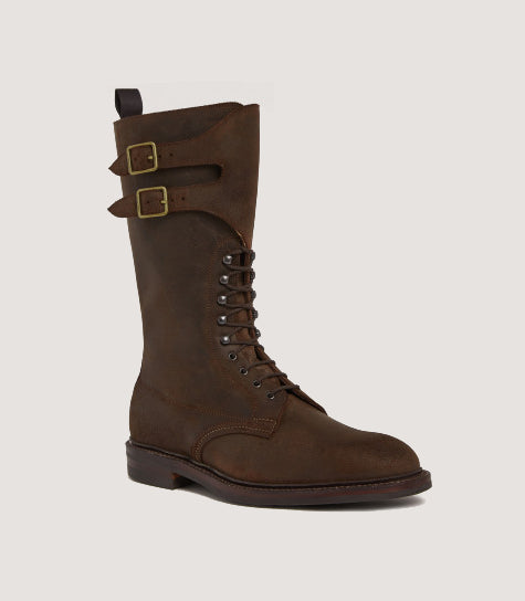 Men's Rough Out Nubuck Twin Strap Boot With Ridgeway Sole In Dark Brown