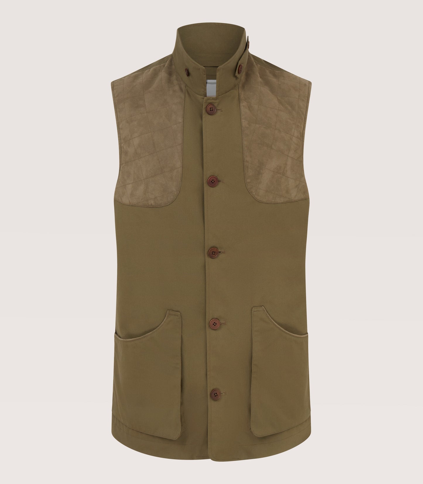 Men's High Collar Ventile Summer Sporting Vest in Olive