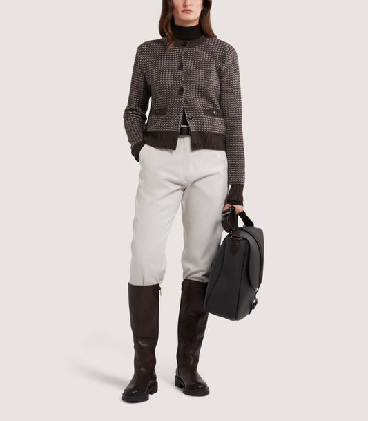 Women's Rosebank Cashmere Tweed Cardigan in Walnut