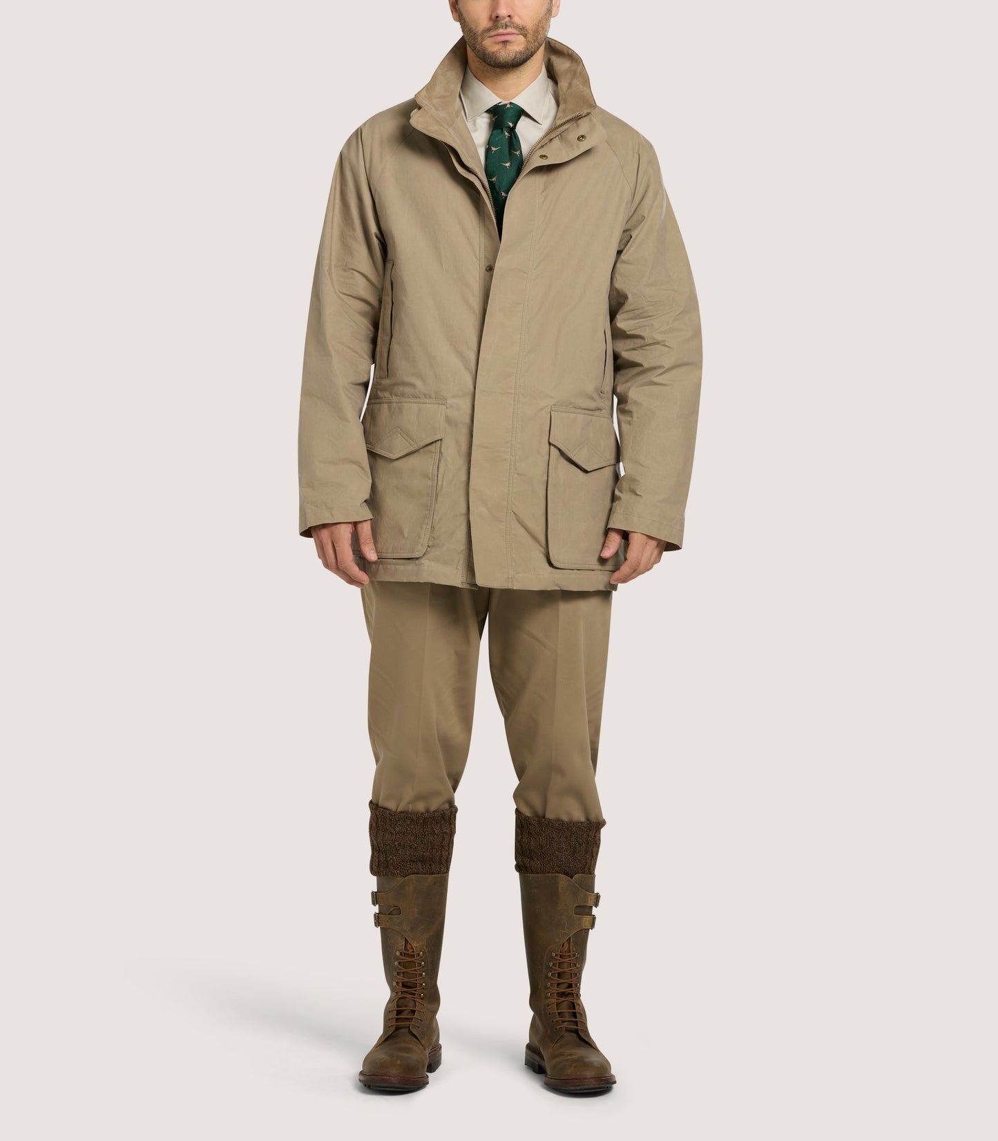 Men's Dry Wax Field Coat In Taupe