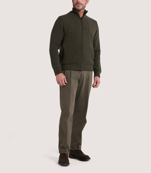 Men's Orkney Zip Front Cardigan in Loden