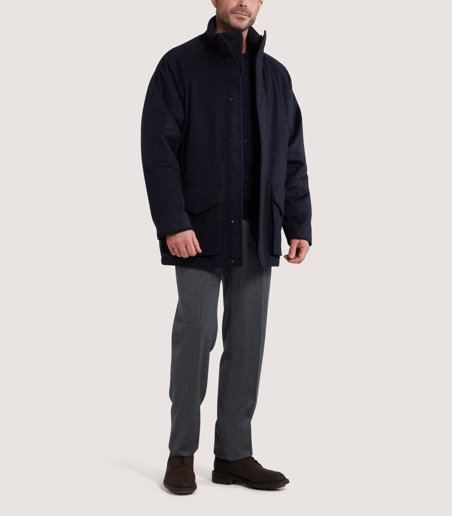 Men's Loden Raglan Field Coat in Navy