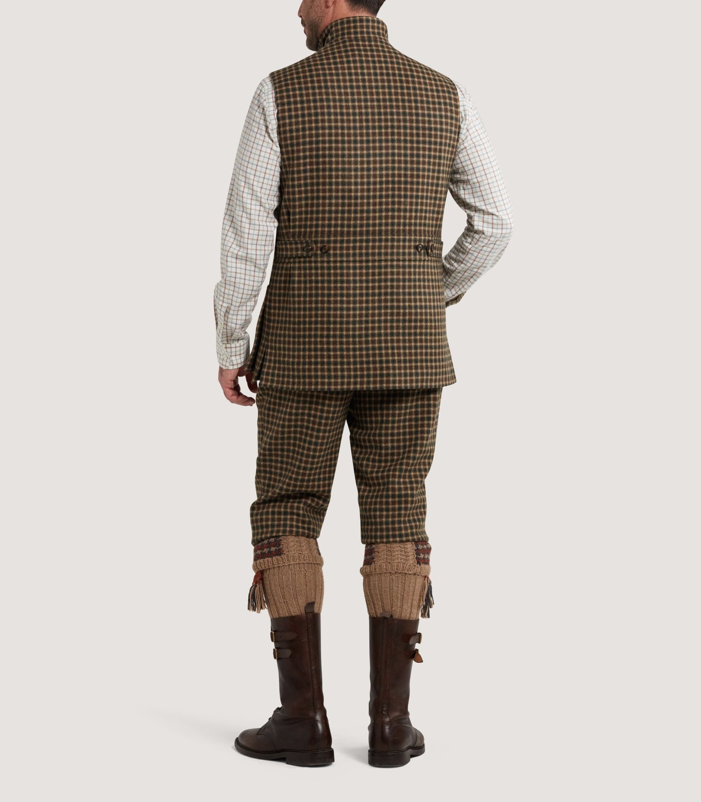 Men's Cashmere Tweed High Collar Sporting Vest in Langshaw