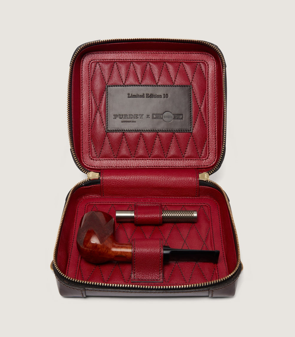 Purdey X White Spot Walnut Pipe with Leather Case