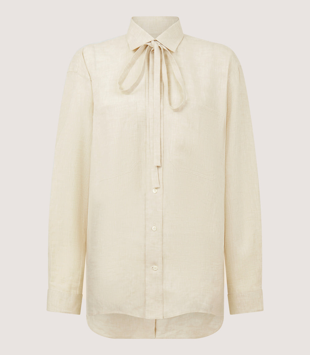 Women's Linen Relaxed Shirt in Pale Stone