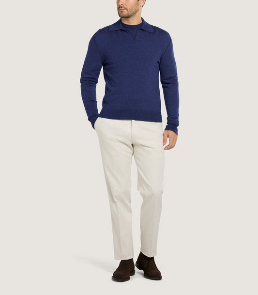 Men's Cashmere Duke Polo in Canvas Blue