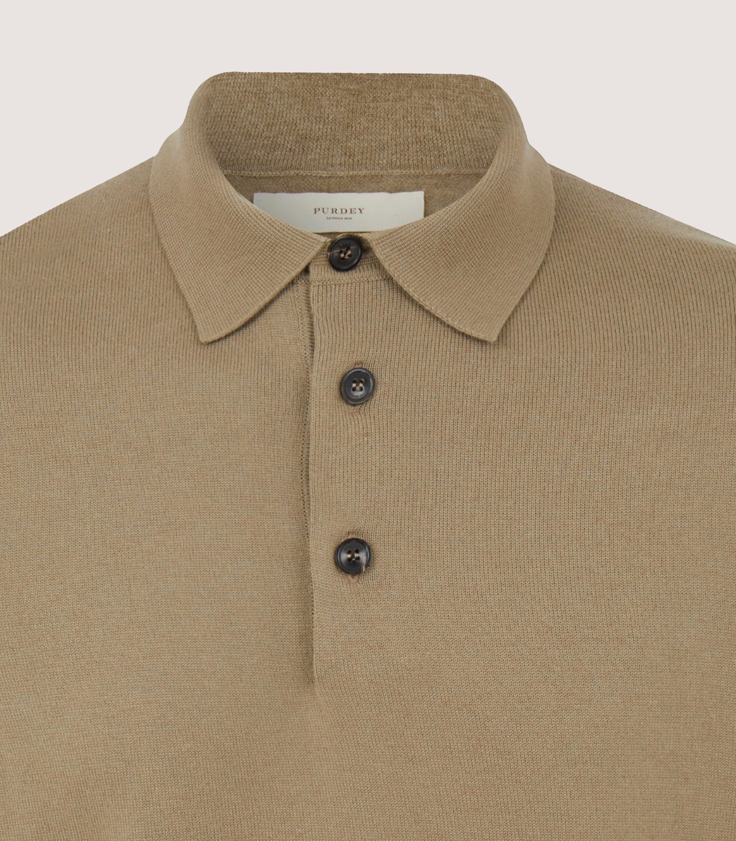 Men's Cotton Cashmere Fine Gauge Short Sleeve Polo in Twine