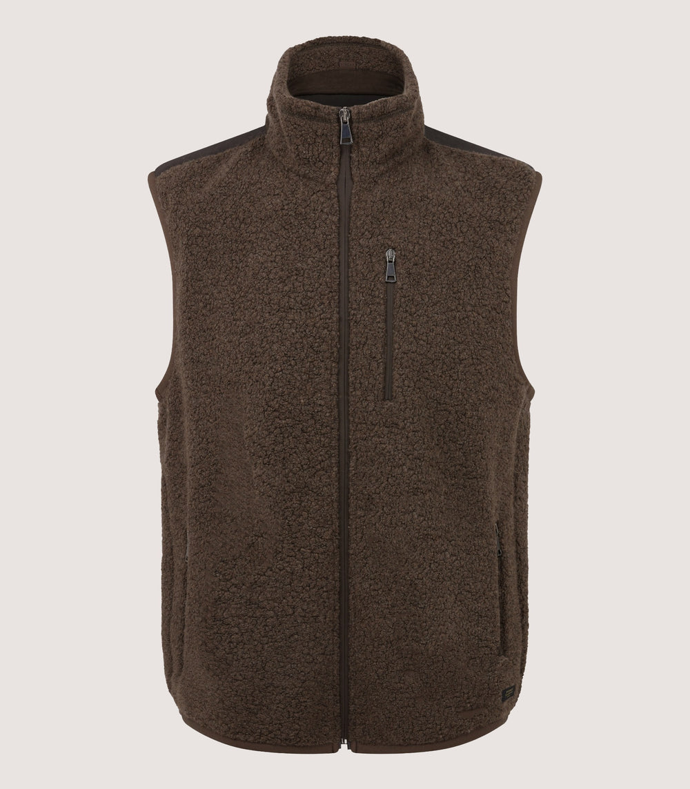 Men's Merino Purdey Fleece Gilet In Walnut