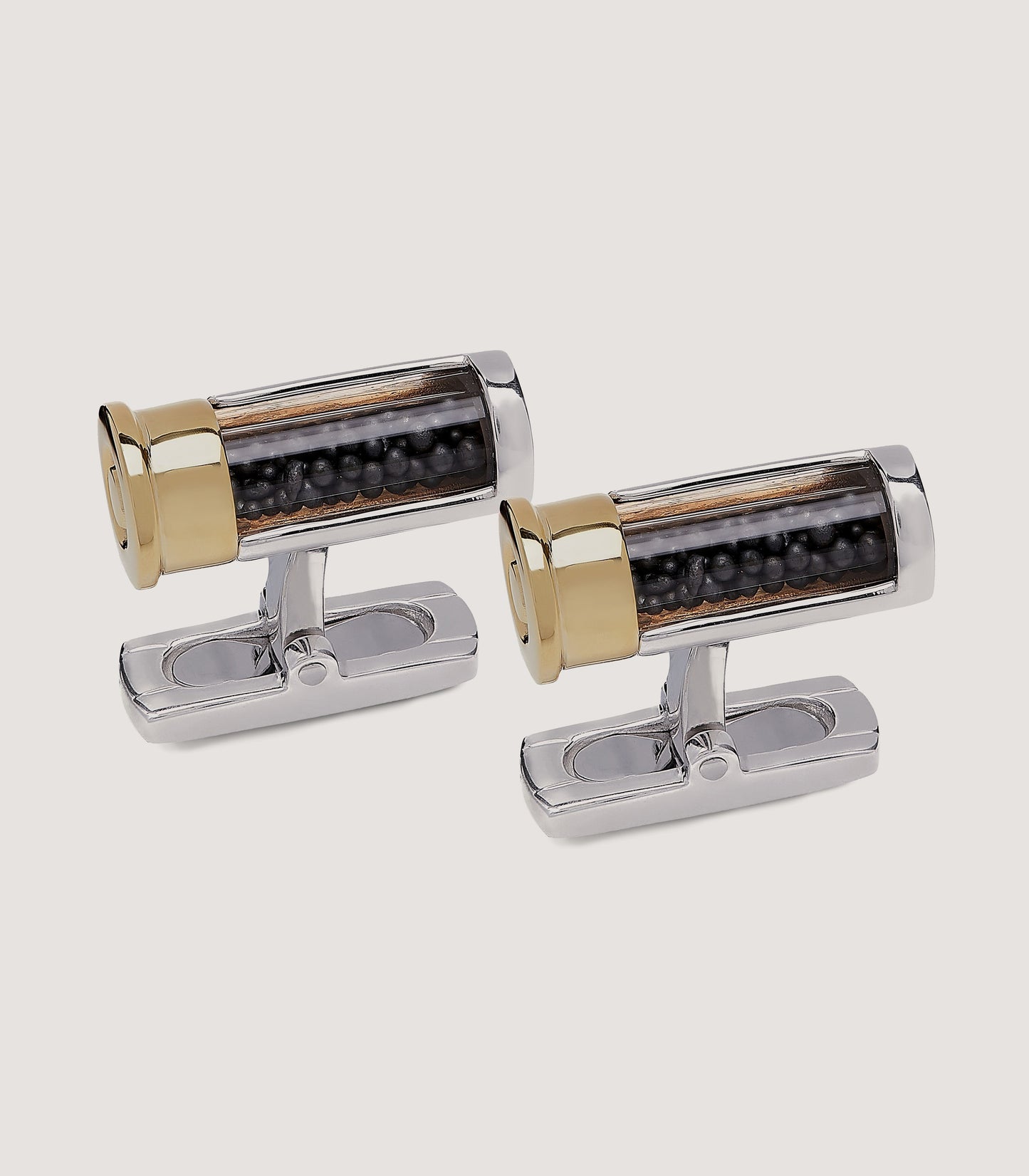 Silver Cartridge Cufflinks With Loose Shot In Silver