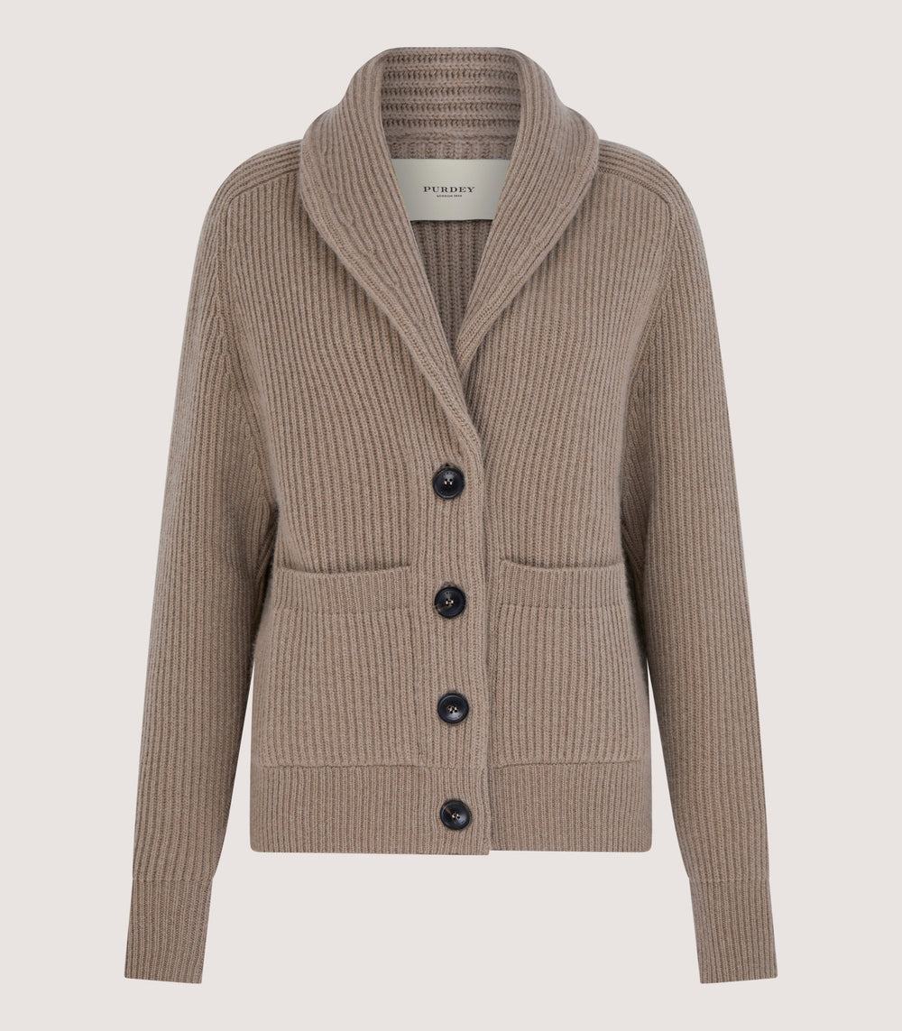 Women's Clifford Ribbed Cardigan in Taupe