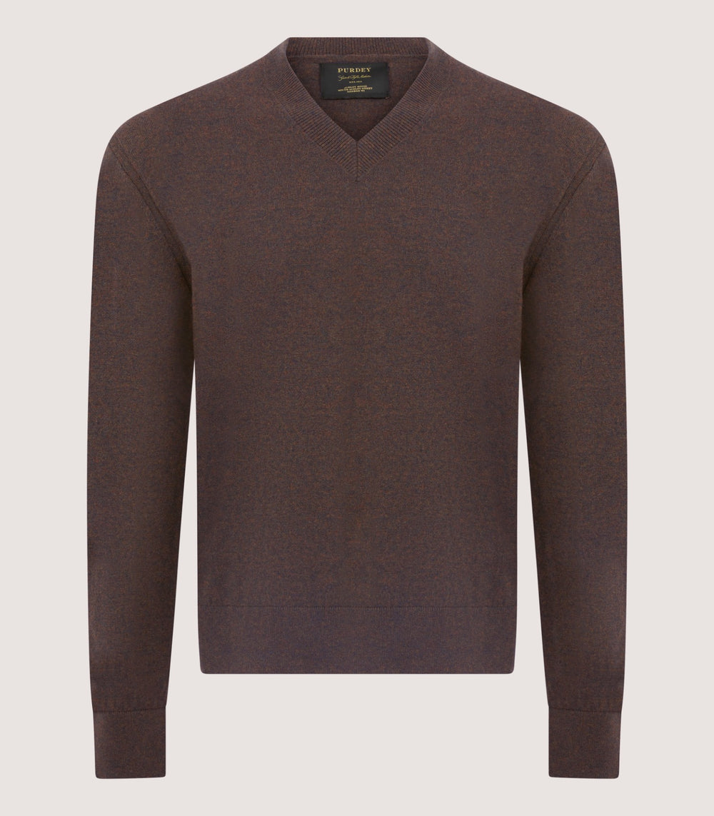 Men's Ensay British Outdoor V Neck Jumper in Oak