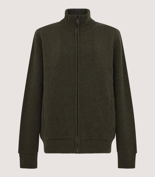 Men's Orkney Zip Front Cardigan in Loden