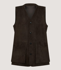 Men's Suede Sporting Vest in Walnut