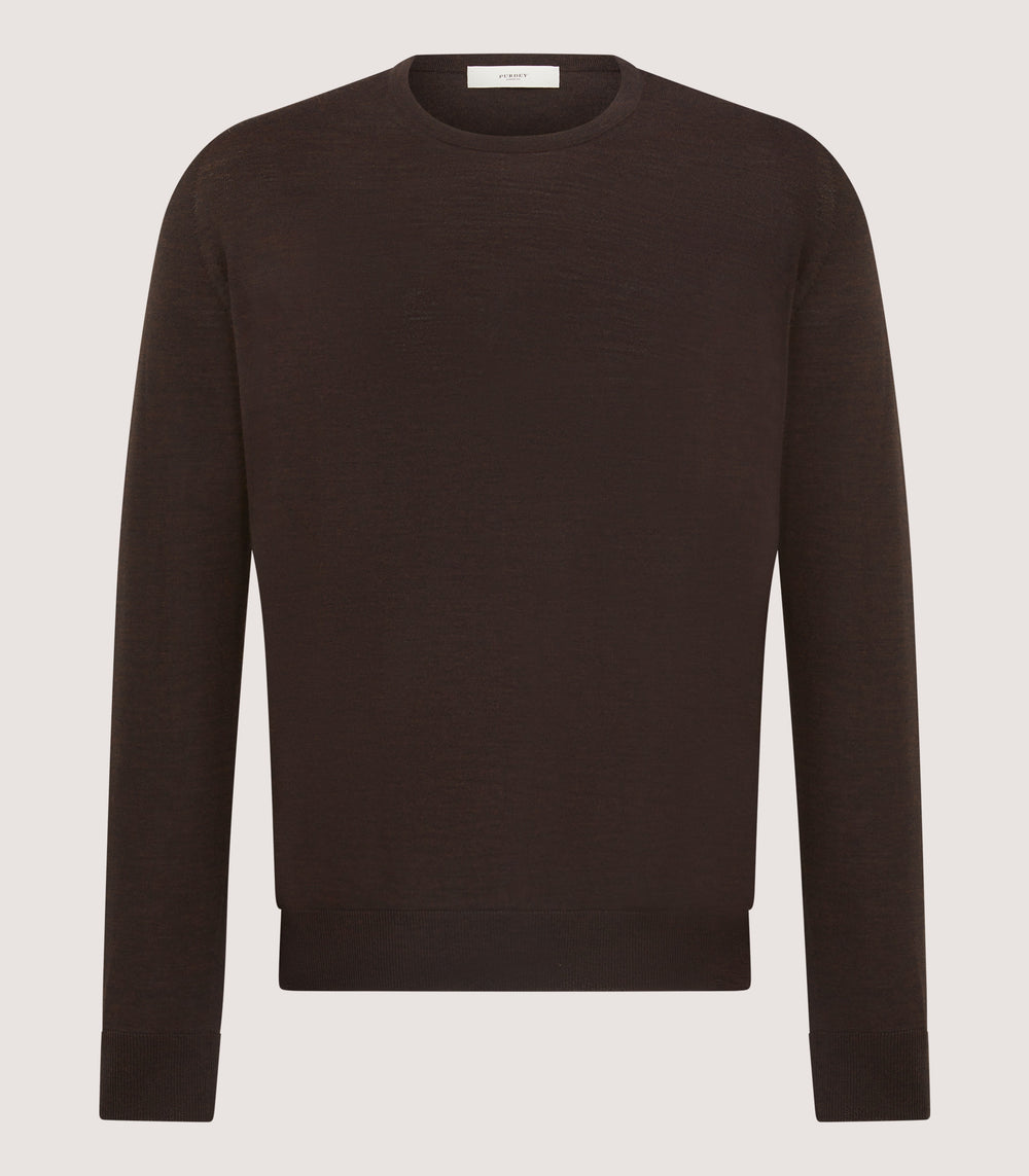 Men's Lightweight Travel Merino Crew Neck in Chocolate