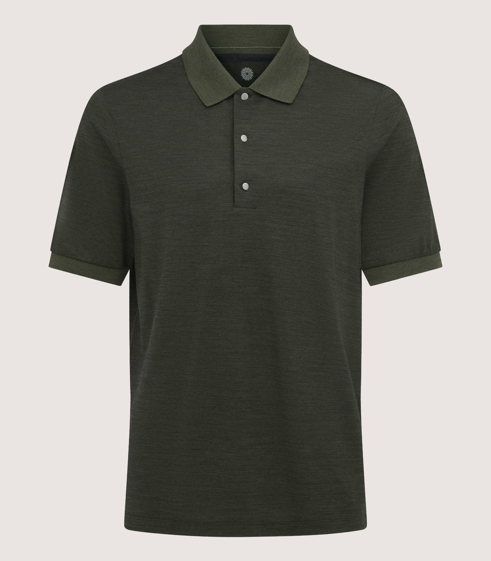 Men's Merino Tech Pique Polo in Loden