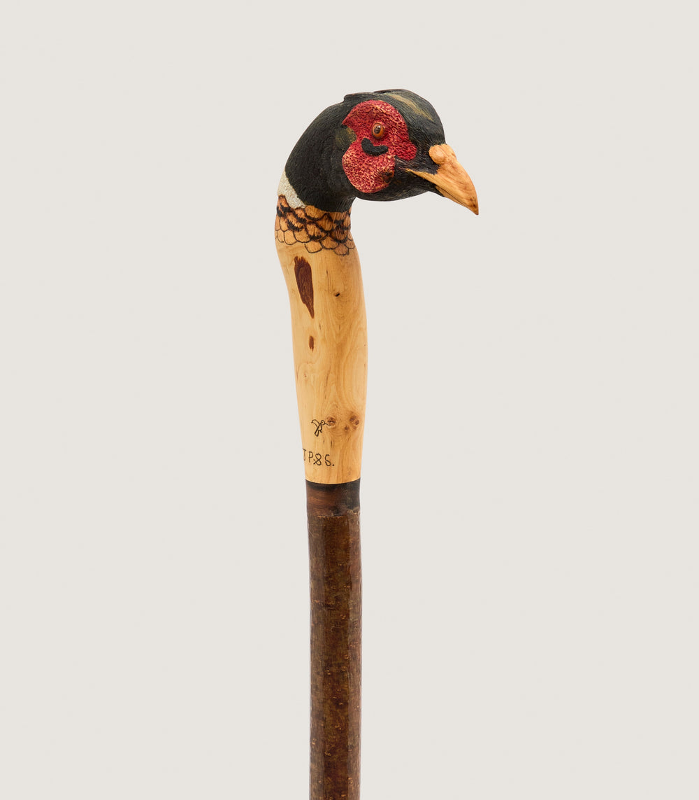 Hand Carved Pheasant Head Travel Walking Stick