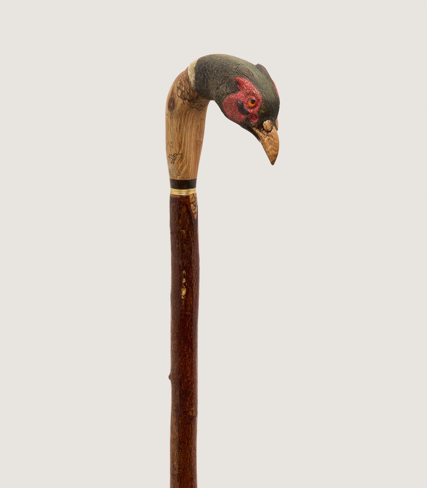 Hand Carved Pheasant Head Travel Stick