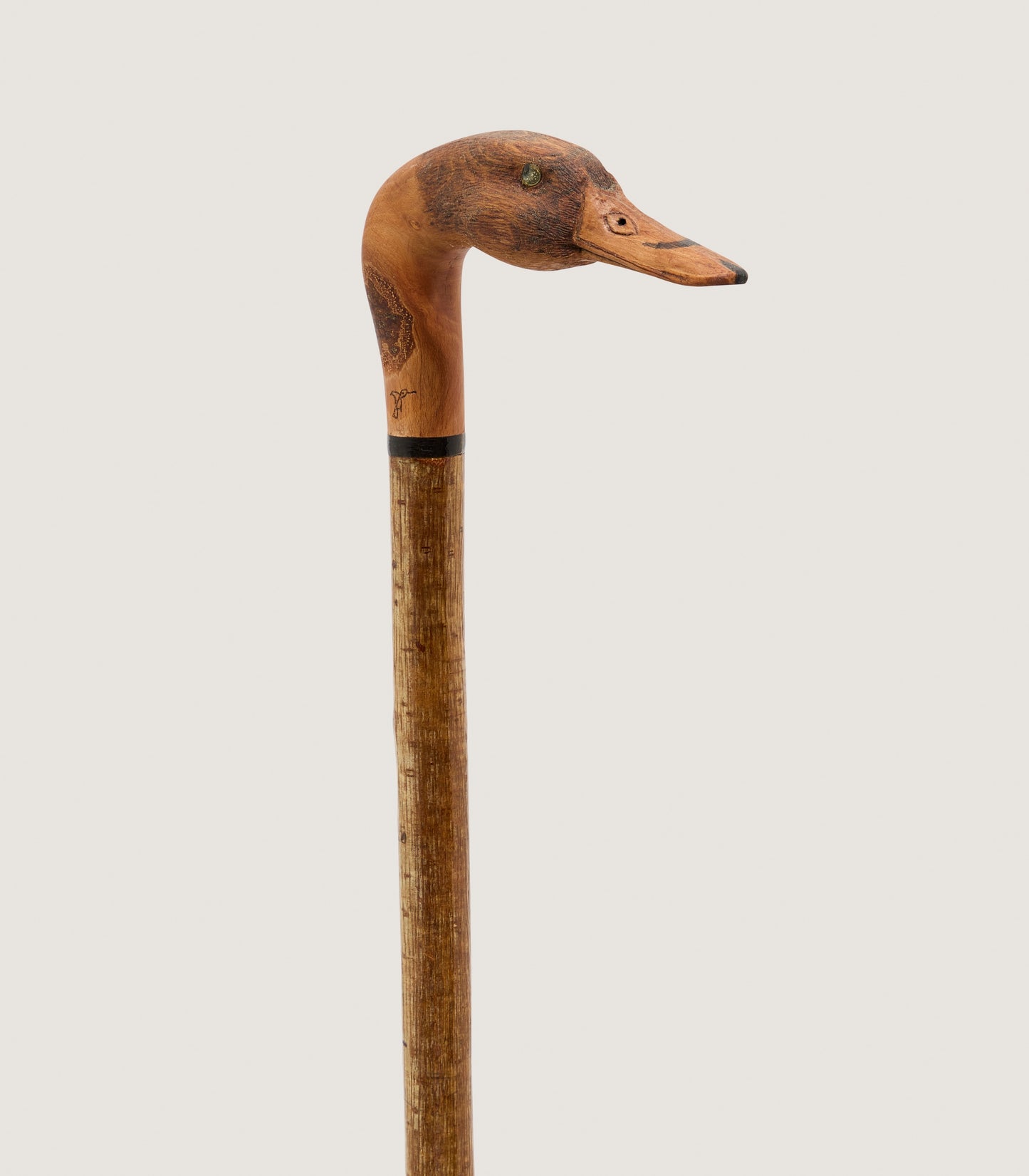 Hand Carved Mallard Duck Head Stick