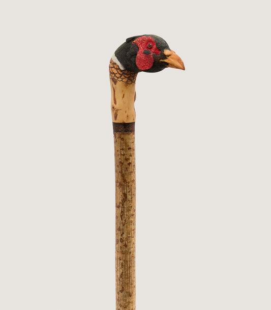 Hand Carved Pheasant Head Thumb Stick