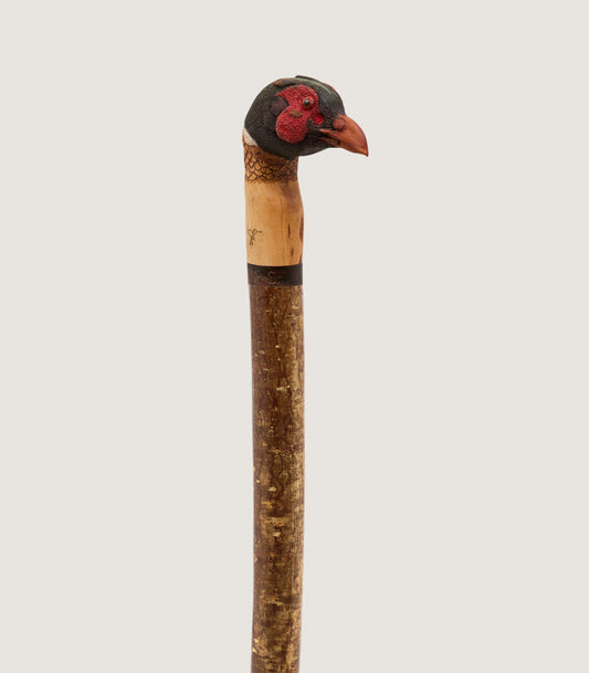 Hand Carved Pheasant Head Country Walking Stick