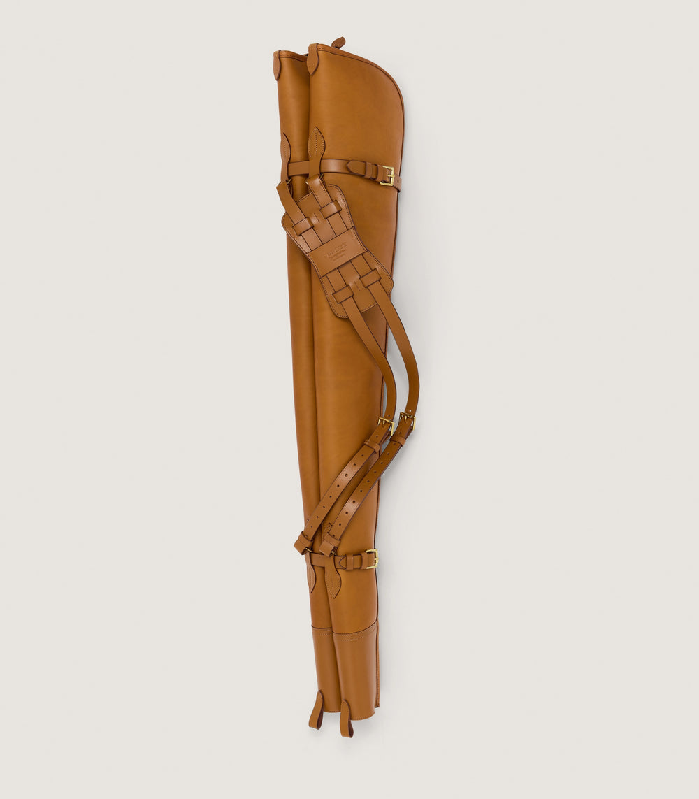 Bridle Leather Double Gun Cover In Tan