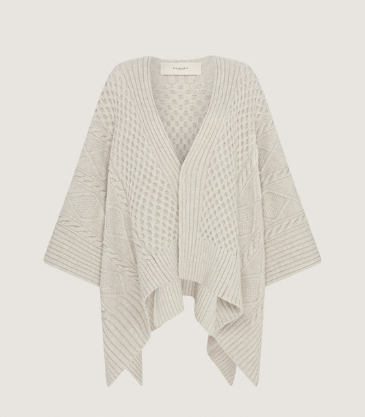 Women's Lammermuir Knitted Aran Cape in Ivory