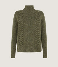Women's Fifescar Cash Donegal High Neck Sweater in Loden