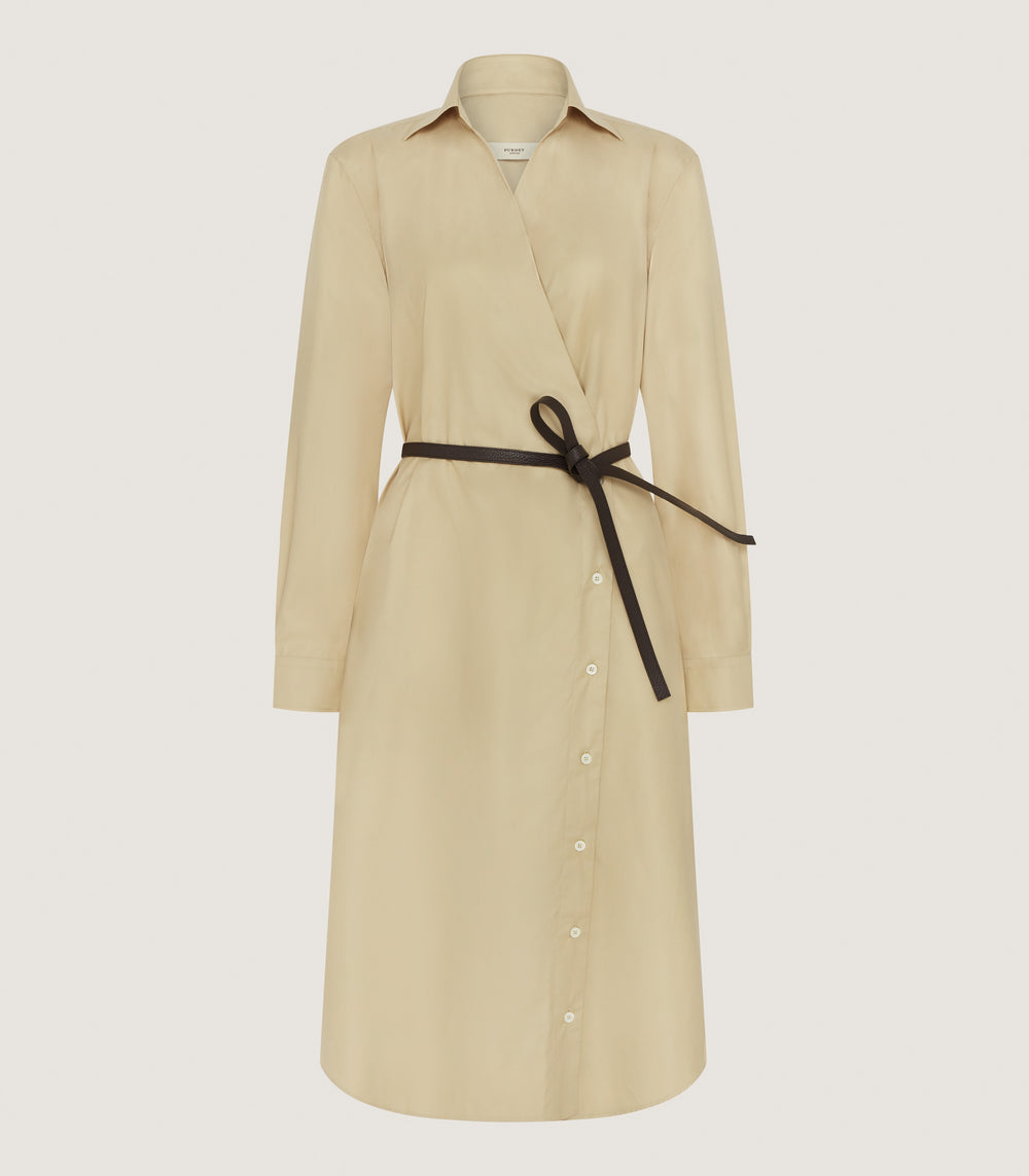 Women's Wrap Shirt Dress in Birch