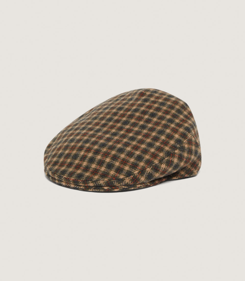 Litton Short Peak Cashmere Tweed Cap in Langshaw