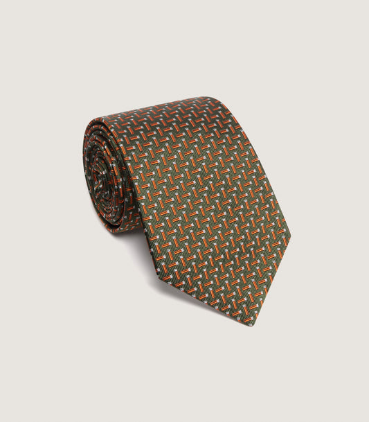 Geometric Cartridges Tie in Dark Olive