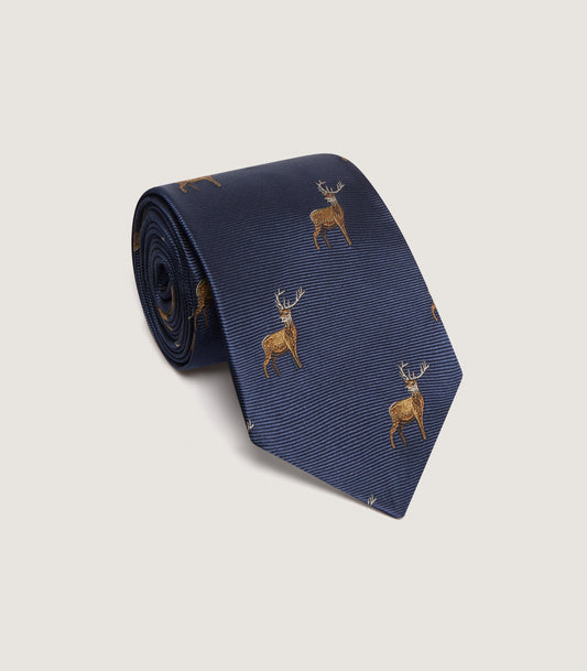 Stag Tie in Navy