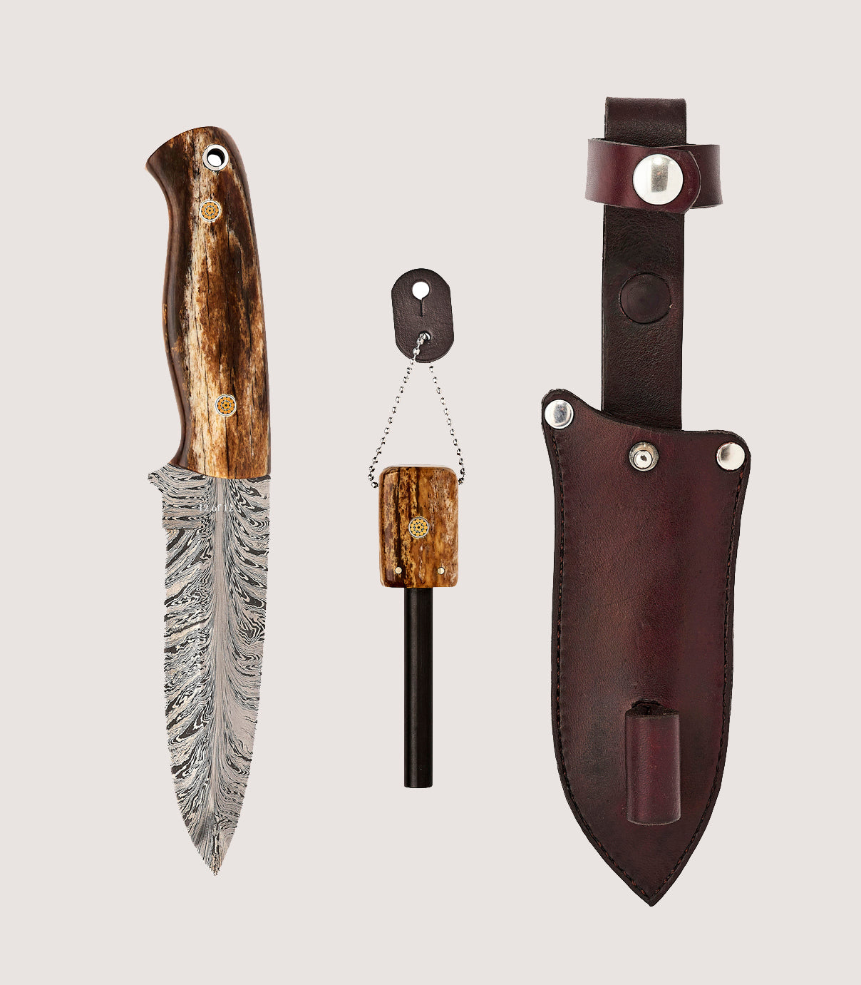 Giraffe Bone Bushcraft Set In Steel