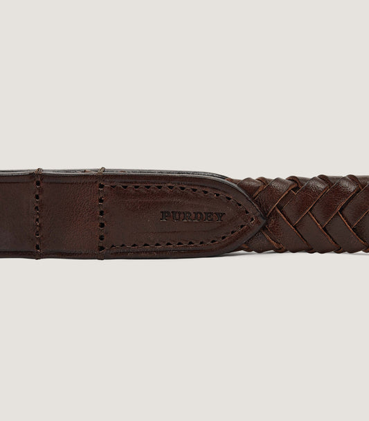 Braided Leather Dog Lead in Dark Brown