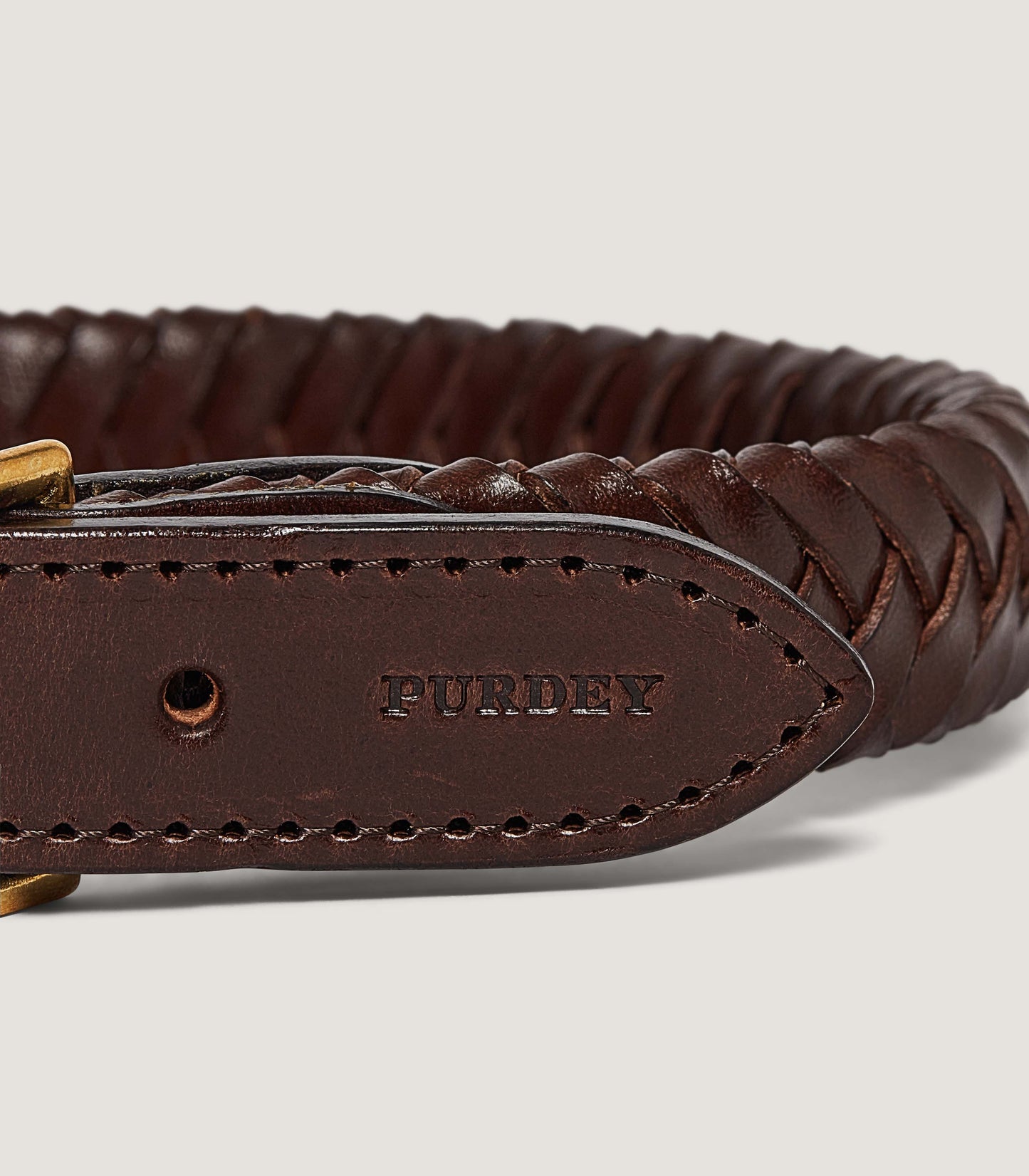 Braided Leather Dog Collar in Dark Brown