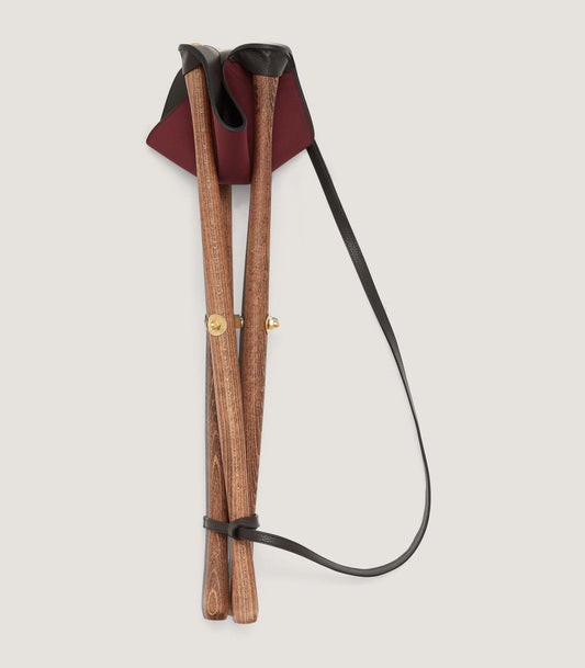 Grain Leather Tripod Seat In Dark Brown