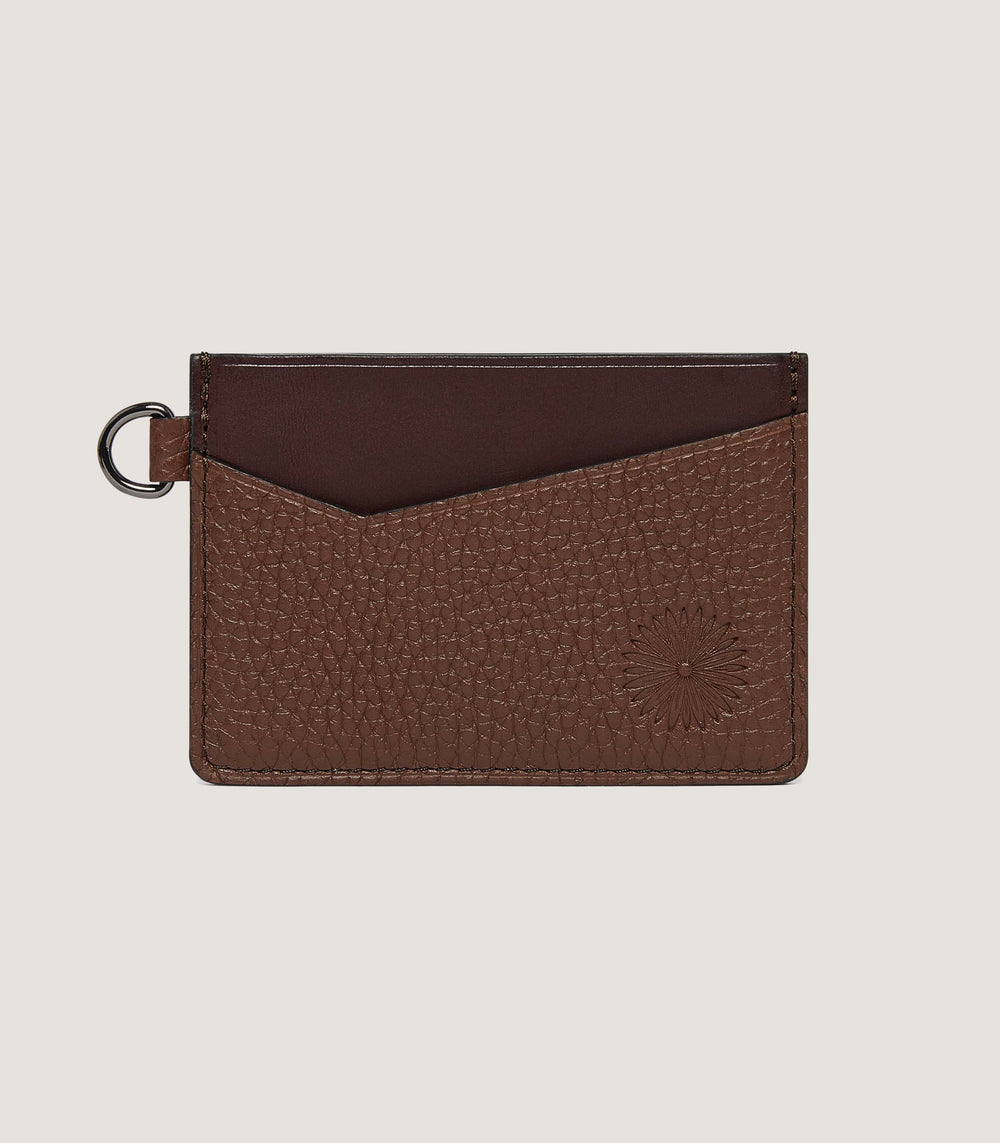 Featherburst Card Holder With D Ring In Cognac