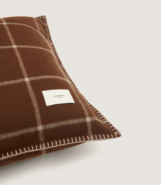 Wool Cashmere Silk Cushion in Chocolate