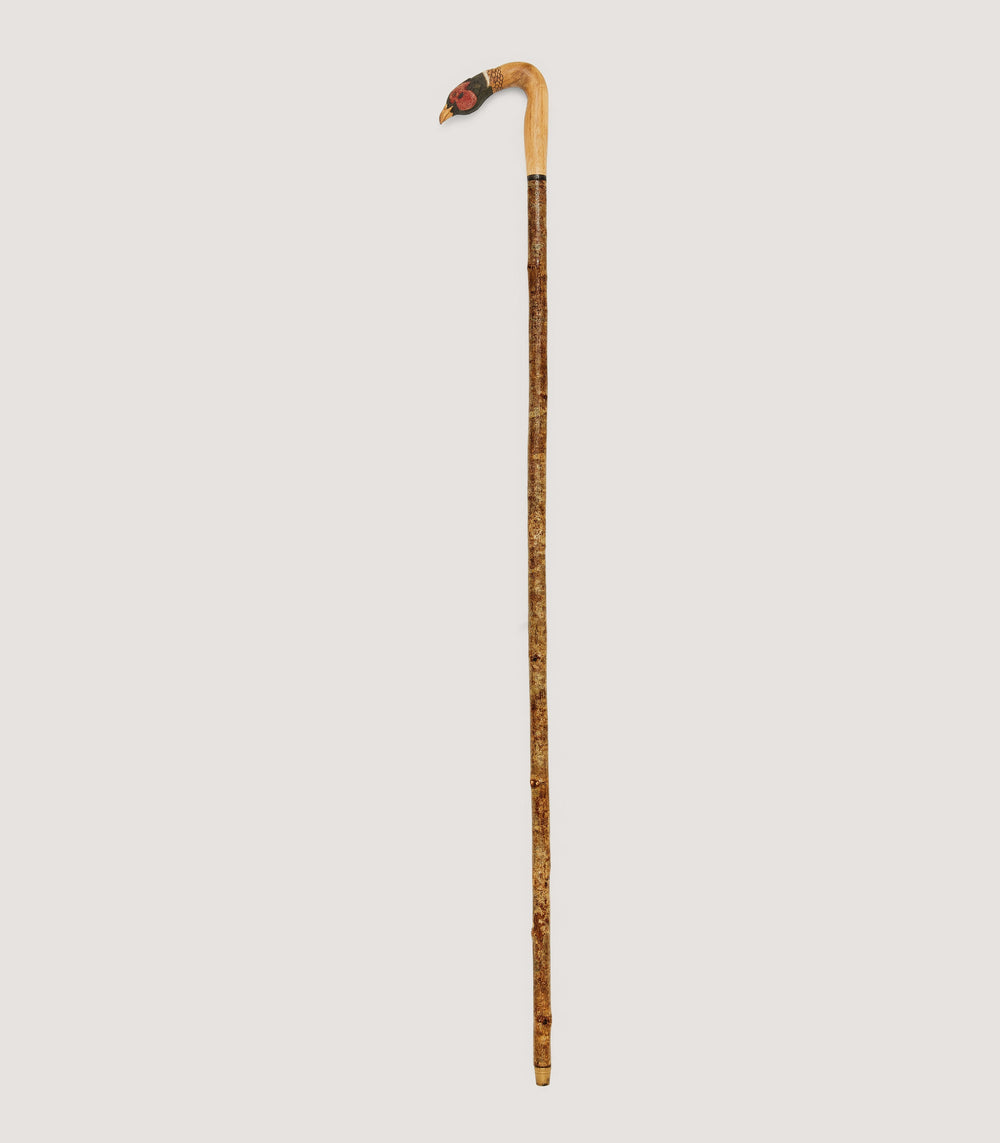 Hand Carved Pheasant Head Hazel Walking Stick